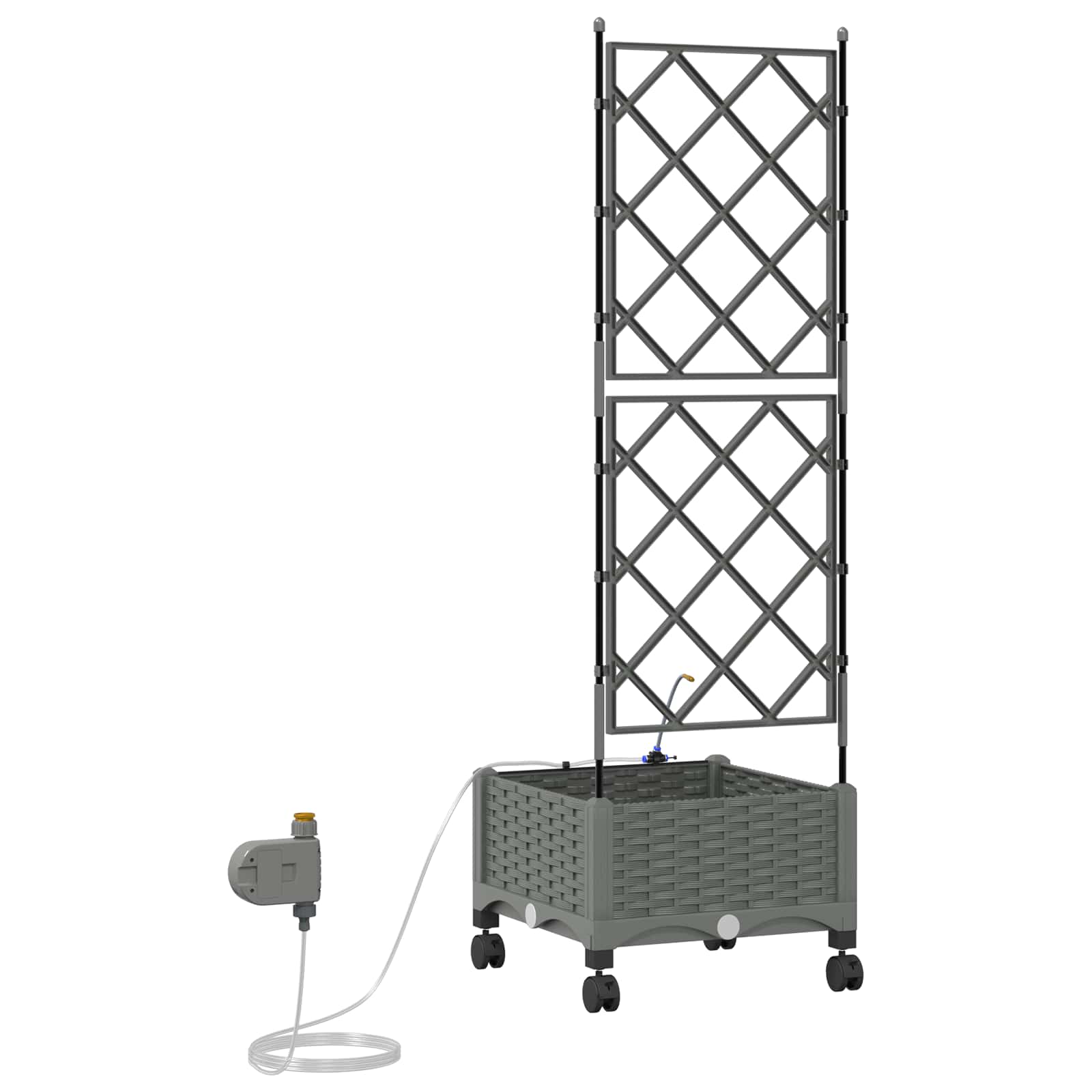 Tuin Pot met Irrigatie en Wielen Lichtgrijs 40 x 40 x 132 cm PP image 4