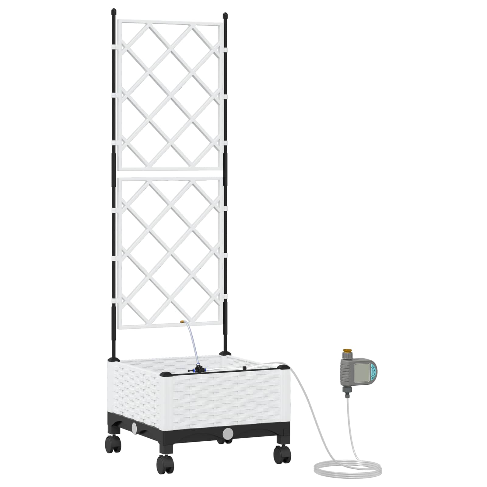 Tuin Pot met Irrigatie en Wielen Wit 40 x 40 x 132 cm PP image 2