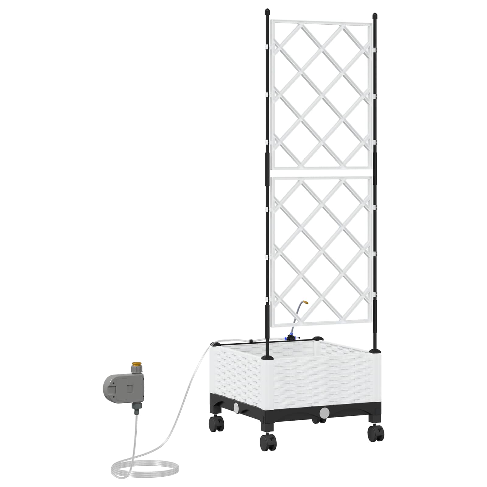 Tuin Pot met Irrigatie en Wielen Wit 40 x 40 x 132 cm PP image 4