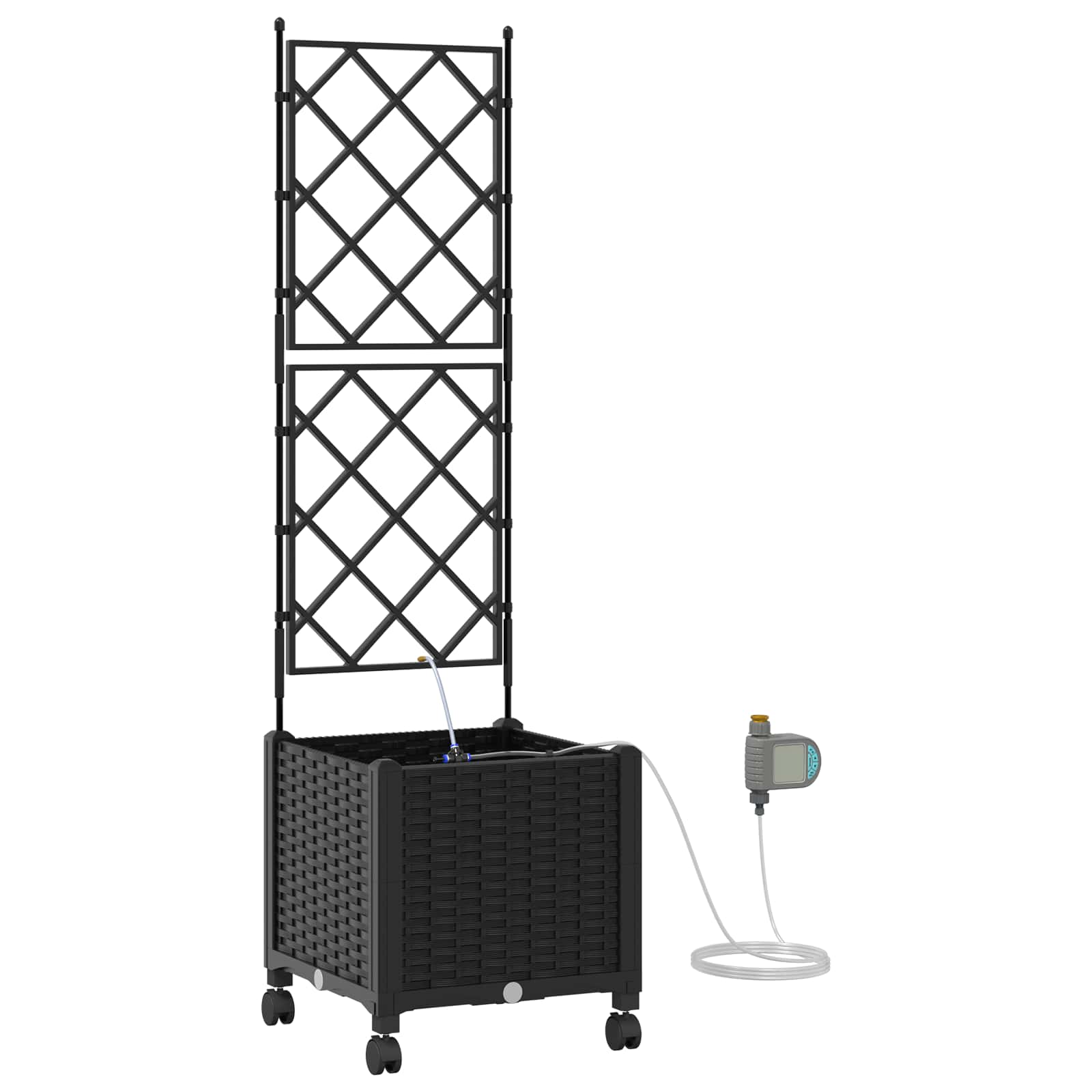 Tuin Pot met Irrigatie en Wielen Zwart 40 x 40 x 148 cm PP image 2