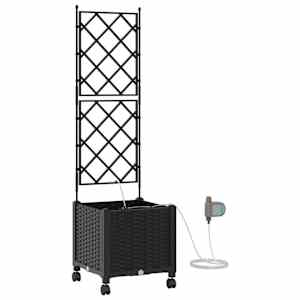 vidaXL Aiakonteiner Kastmise ja Ratastega Must 40 x 40 x 148 cm PP