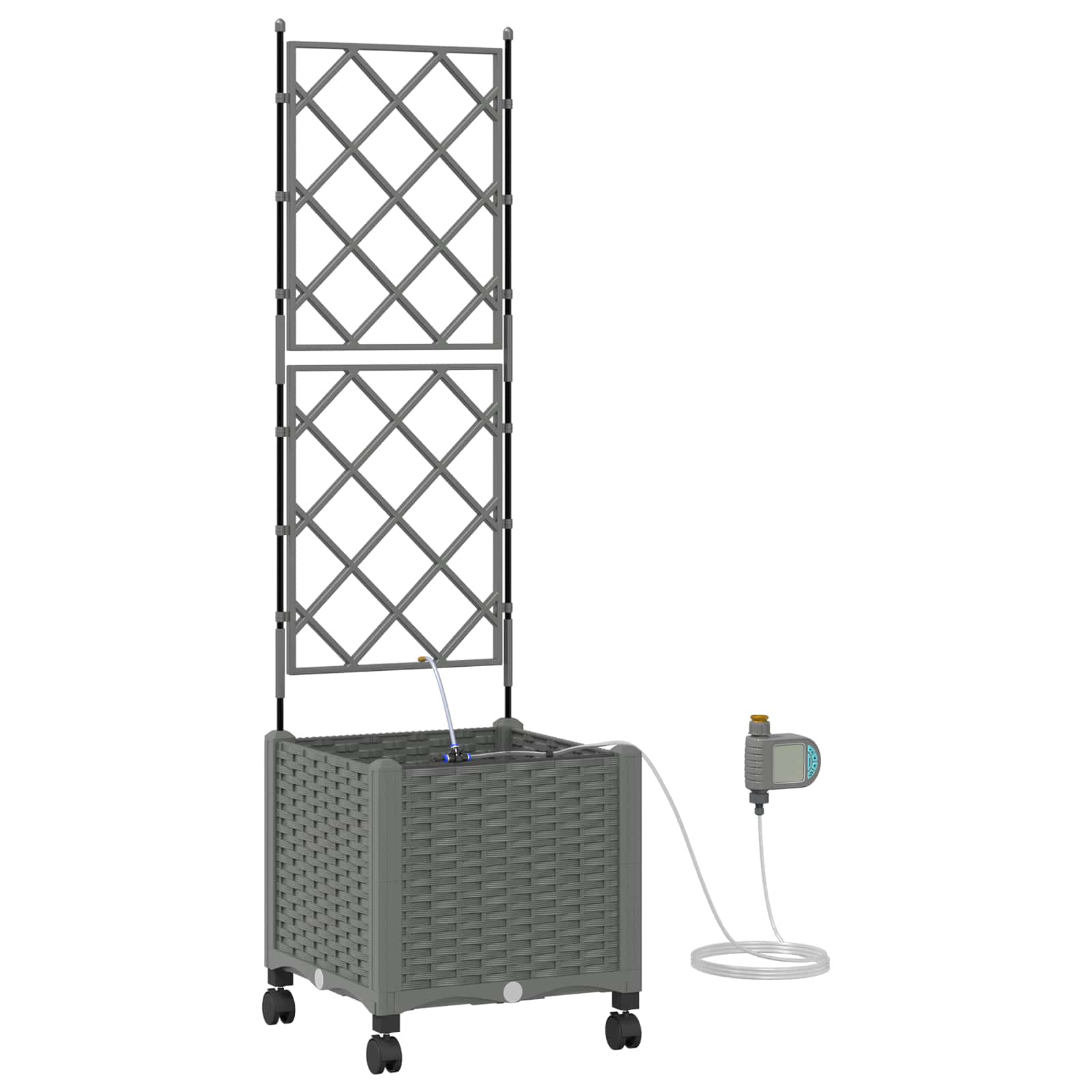 Tuin Pot met Irrigatie en Wielen Lichtgrijs 40 x 40 x 148 cm PP image 2