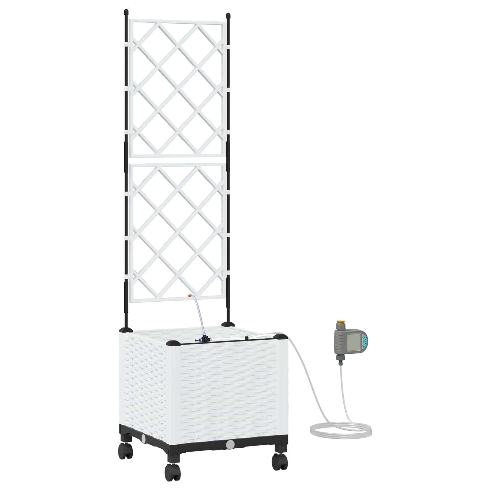 Tuin Pot met Irrigatie en Wielen Wit 40 x 40 x 148 cm PP image 2