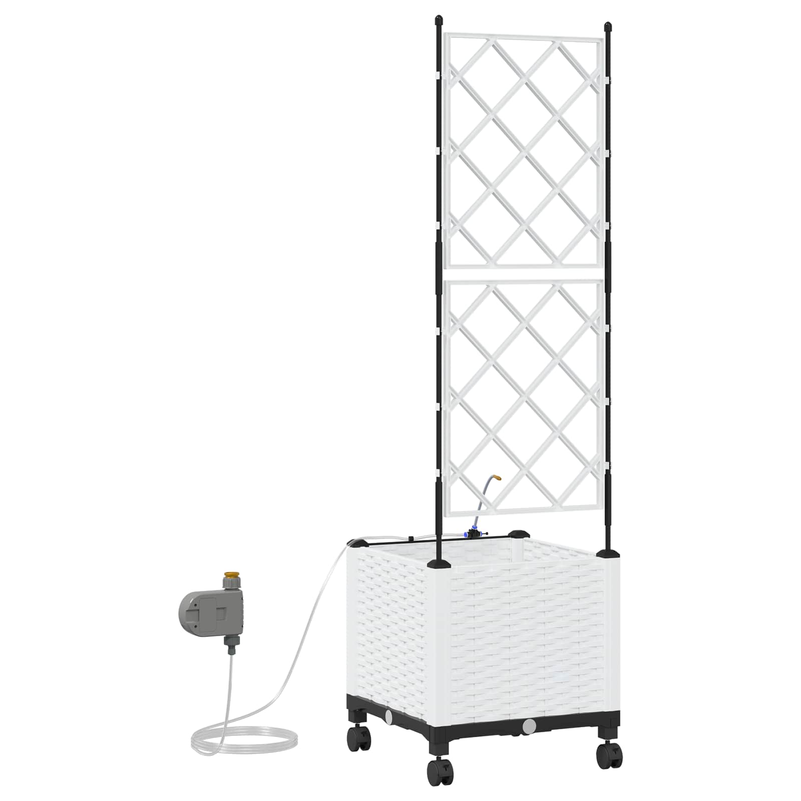 Tuin Pot met Irrigatie en Wielen Wit 40 x 40 x 148 cm PP image 4