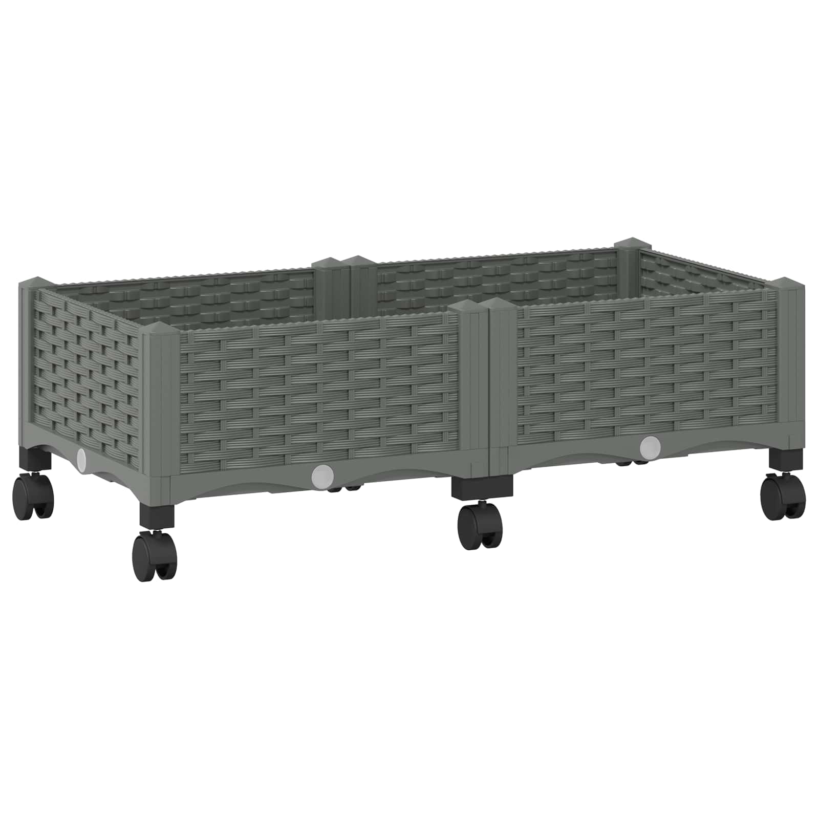 Vrtni cvetlični lonček s kolesi Svetlo siva 80 x 40 x 33 cm PP - slika 2