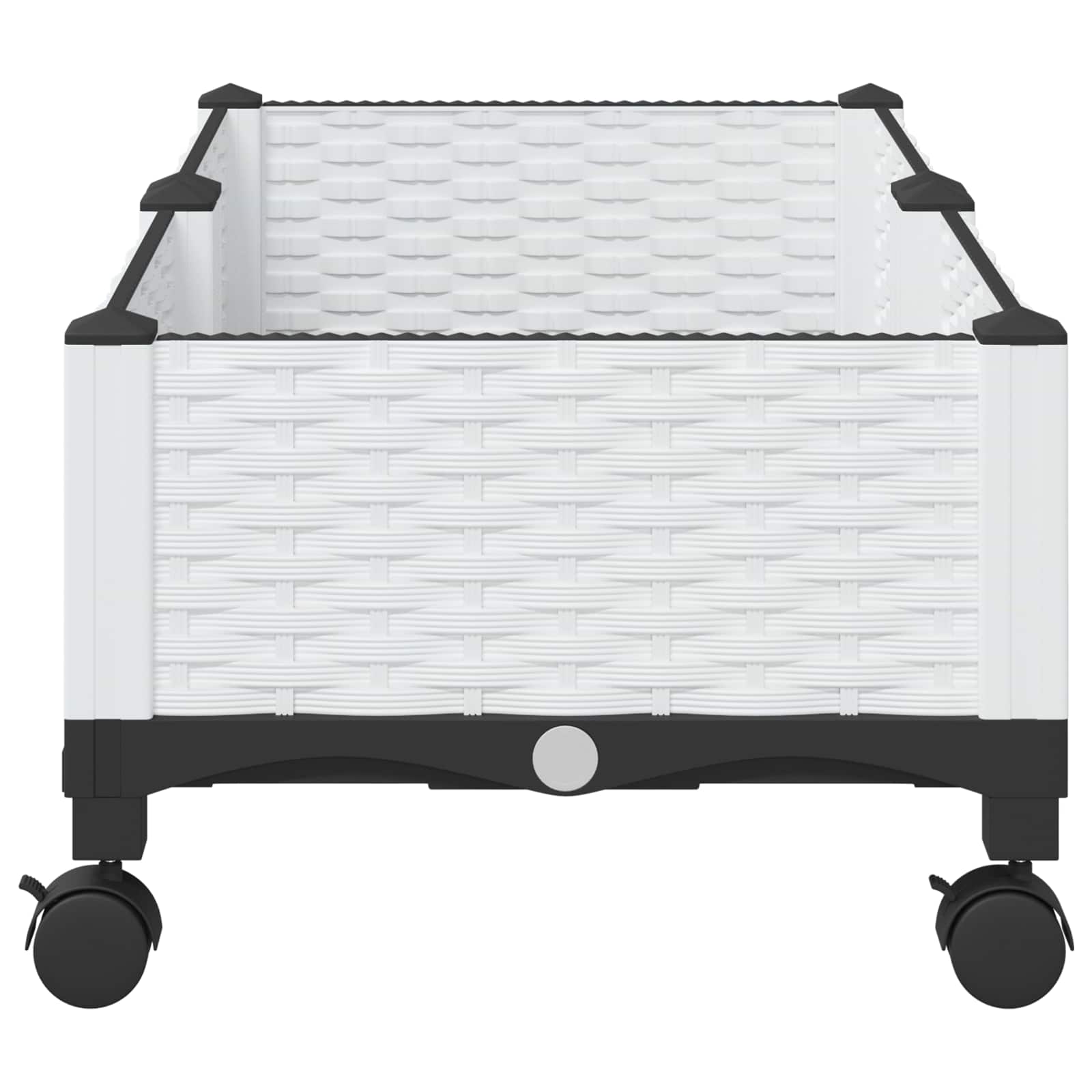 Vrtni cvetlični lonček s kolesi Bela 80 x 40 x 33 cm PP - slika 4