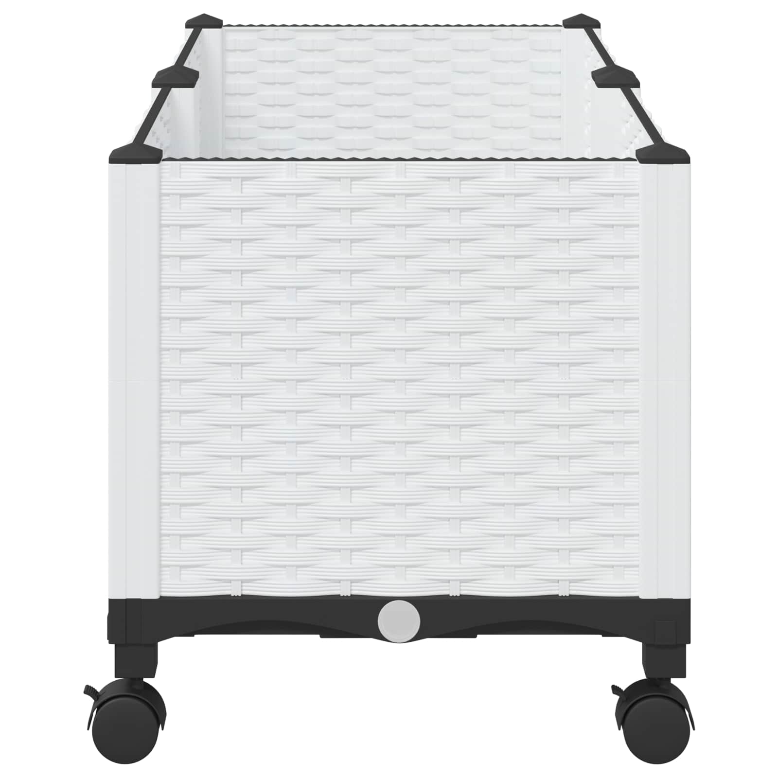 Vrtni cvetlični lonček s kolesi Bela 80 x 40 x 48 cm PP - slika 4