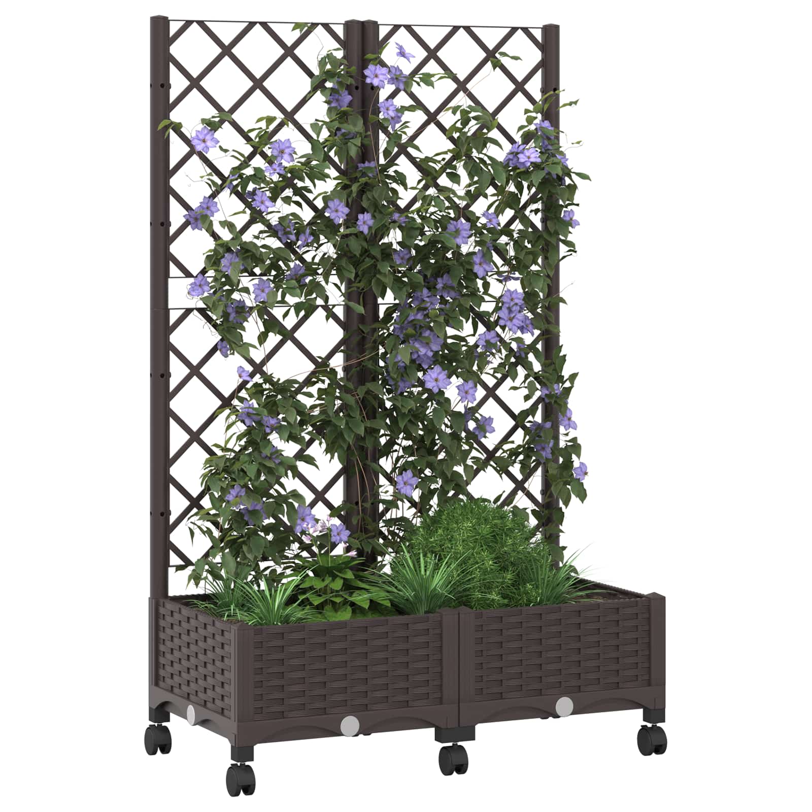 Vrtni sadilnik s srežnikom in kolesi Rjava 80 x 40 x 131,5 cm - slika 3