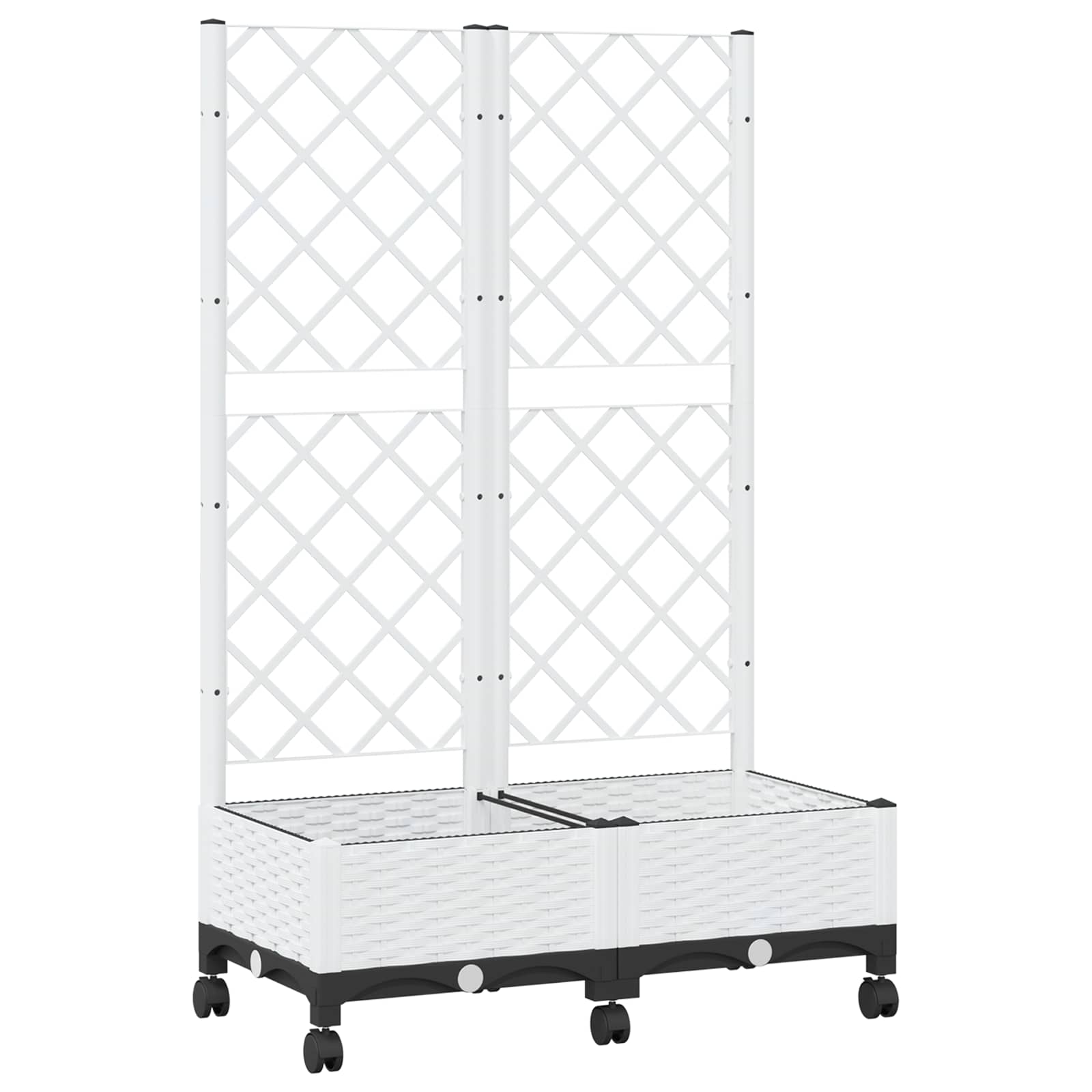 Vrtni sadilnik s srežnikom in kolesi Bela 80 x 40 x 131,5 cm PP - slika 2
