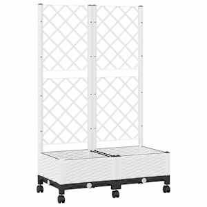 Zahradní truhlík s treláží a koly Bílá 80 x 40 x 131,5 cm PP - obrázek 2