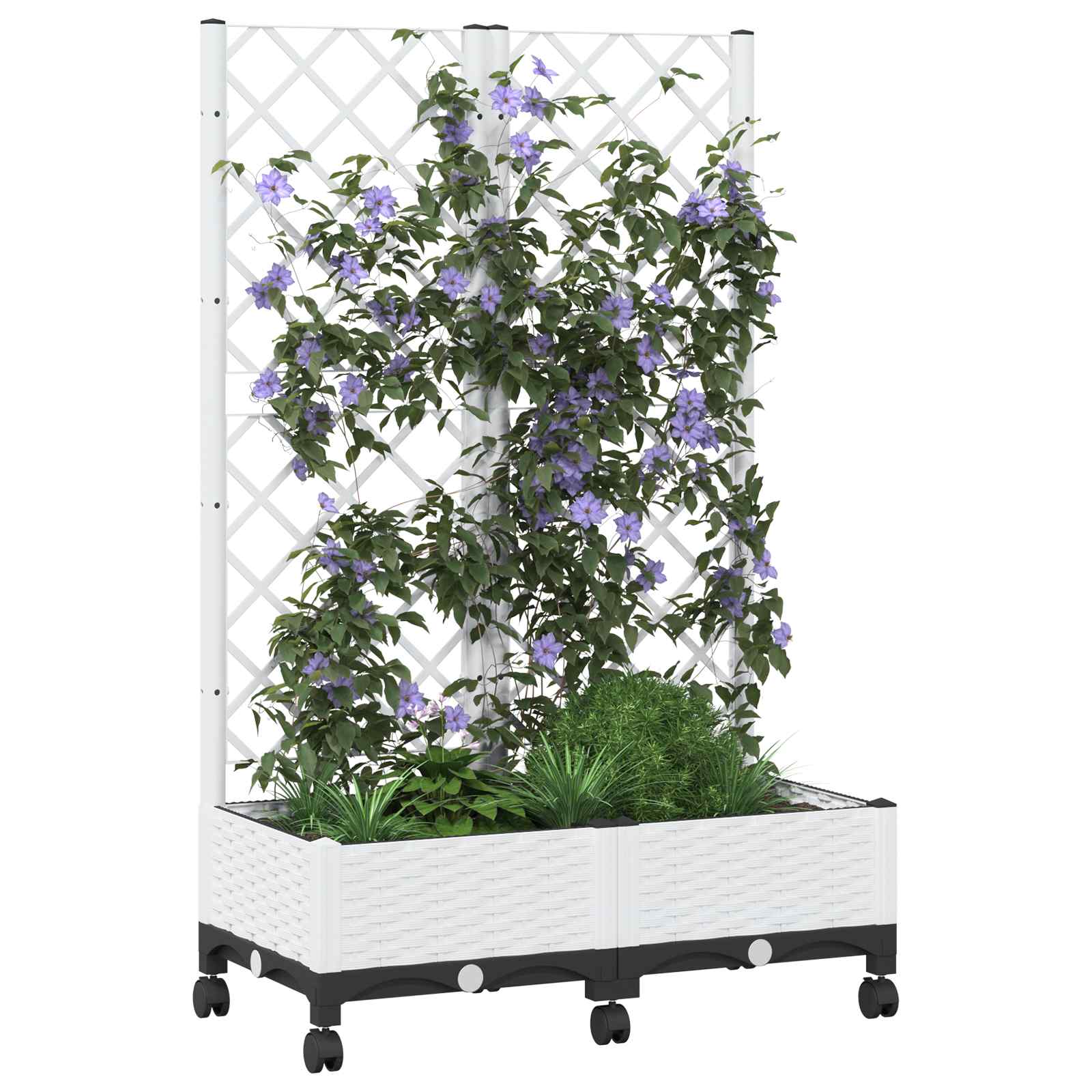 Vrtni sadilnik s srežnikom in kolesi Bela 80 x 40 x 131,5 cm PP - slika 3