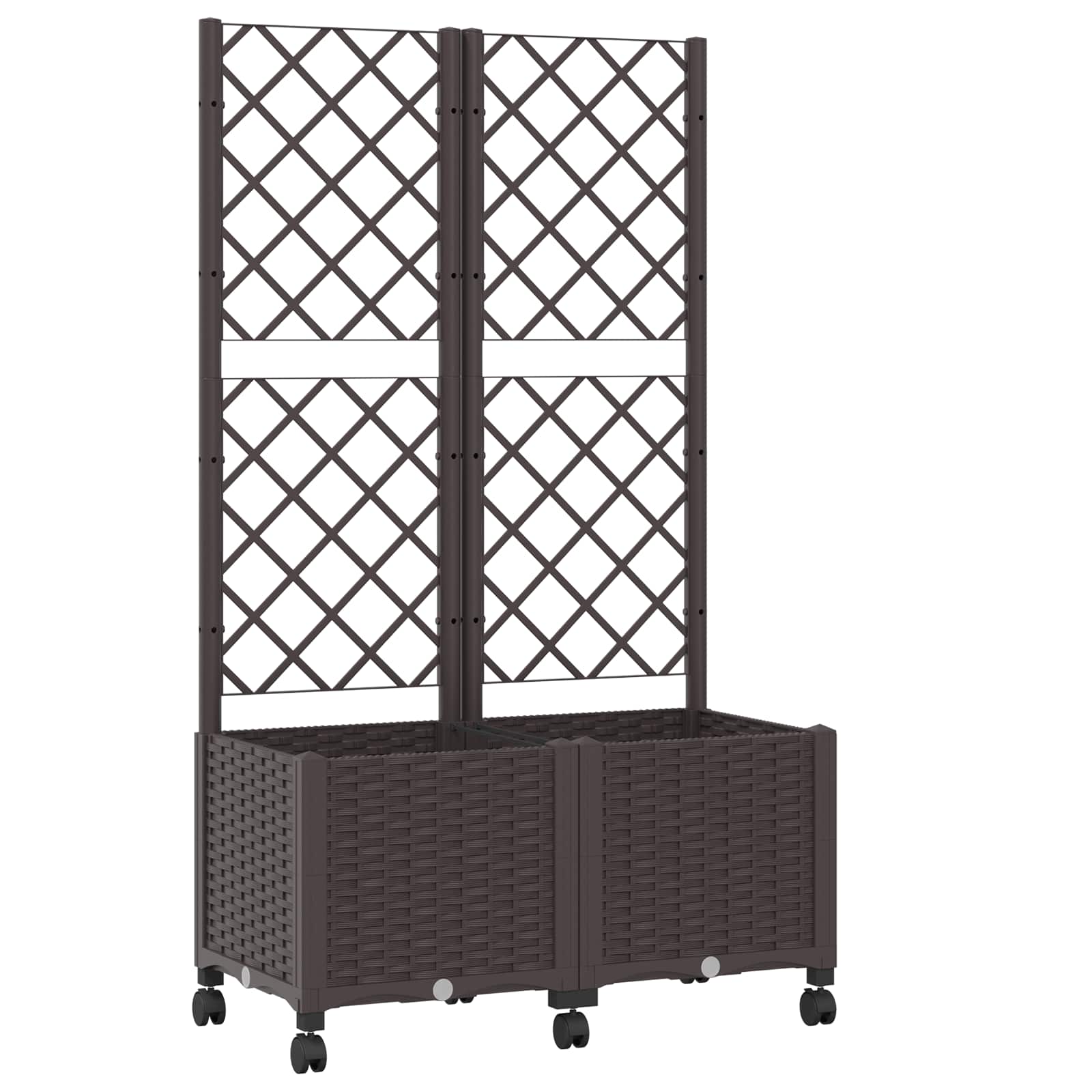 Vrtni sadilnik s srežnikom in kolesi Rjava 80 x 40 x 146 cm PP - slika 2
