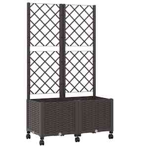 vidaXL Aia istutuskast trellise ja ratastega Pruun 80 x 40 x 146 cm PP