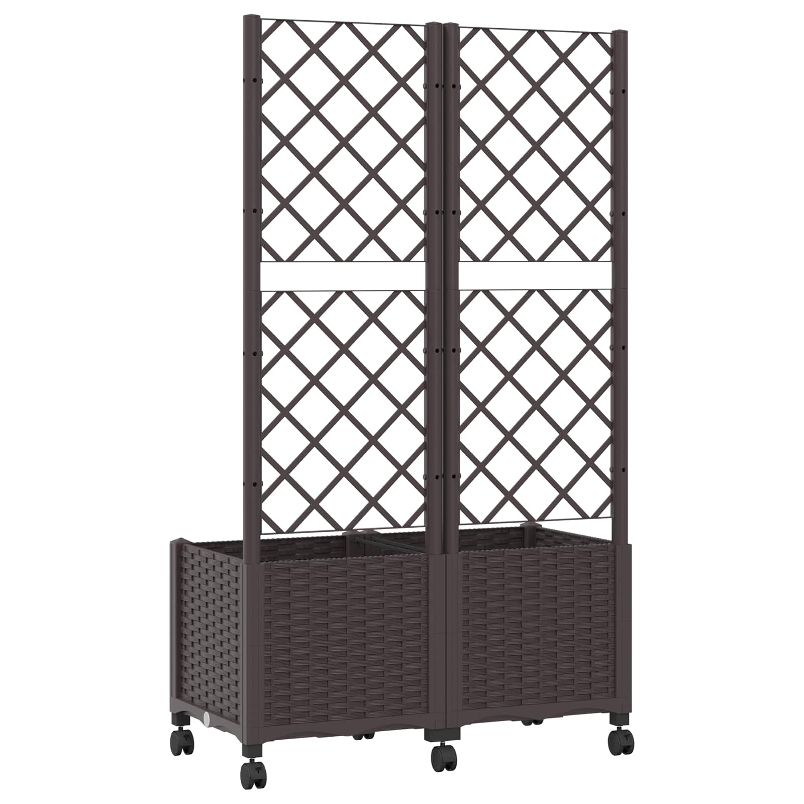 Vrtni sadilnik s srežnikom in kolesi Rjava 80 x 40 x 146 cm PP - slika 5