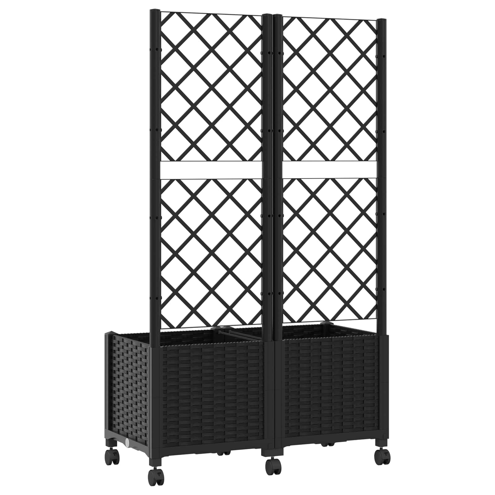 Tuinplantbak met schutting en wielen Zwart 80 x 40 x 146 cm PP image 5