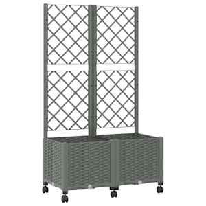 vidaXL Aia istutuskast trellise ja ratastega Helehall 80 x 40 x 146 cm