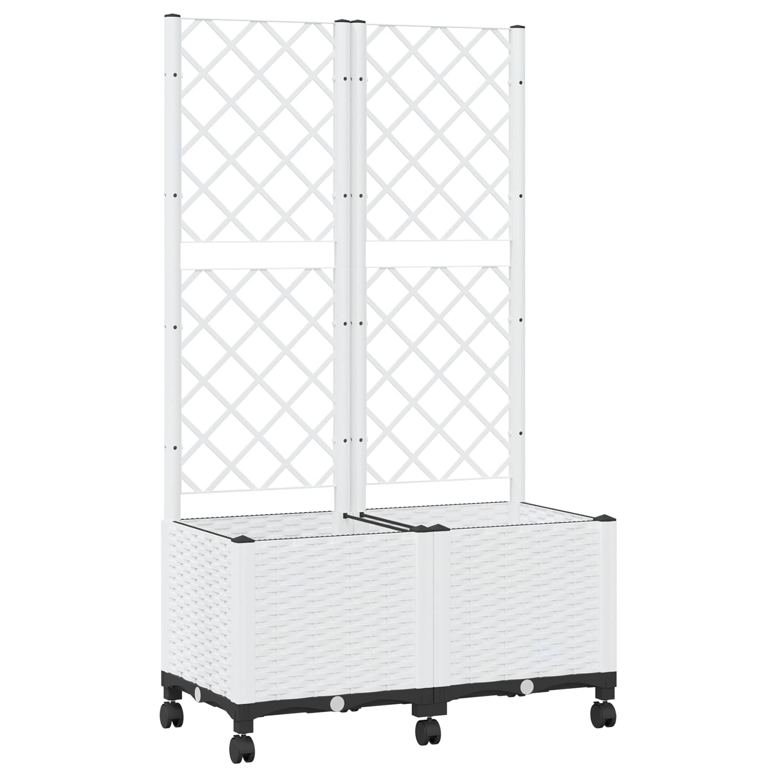 Vrtni sadilnik s srežnikom in kolesi Bela 80 x 40 x 146 cm PP - slika 2