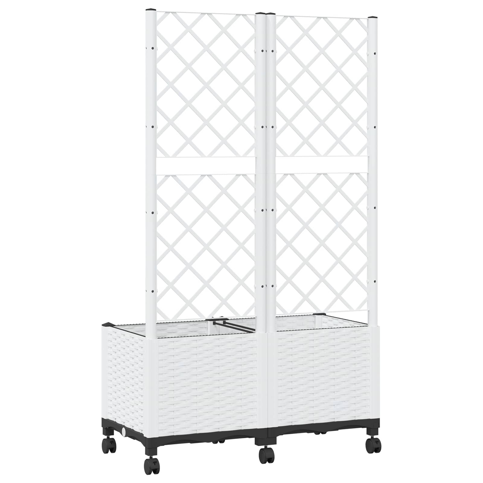 Vrtni sadilnik s srežnikom in kolesi Bela 80 x 40 x 146 cm PP - slika 5