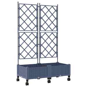 Zahradní truhlík s treláží a koly 2 ks Šedá 80 x 40 x 131,5 cm - obrázek 2