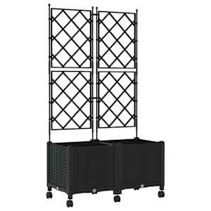 Zahradní truhlík s treláží a koly 2 ks Černá 80 x 40 x 149 cm - obrázek 2