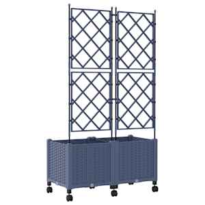 Zahradní truhlík s treláží a koly 2 ks Šedá 80 x 40 x 149 cm PP - obrázek 4
