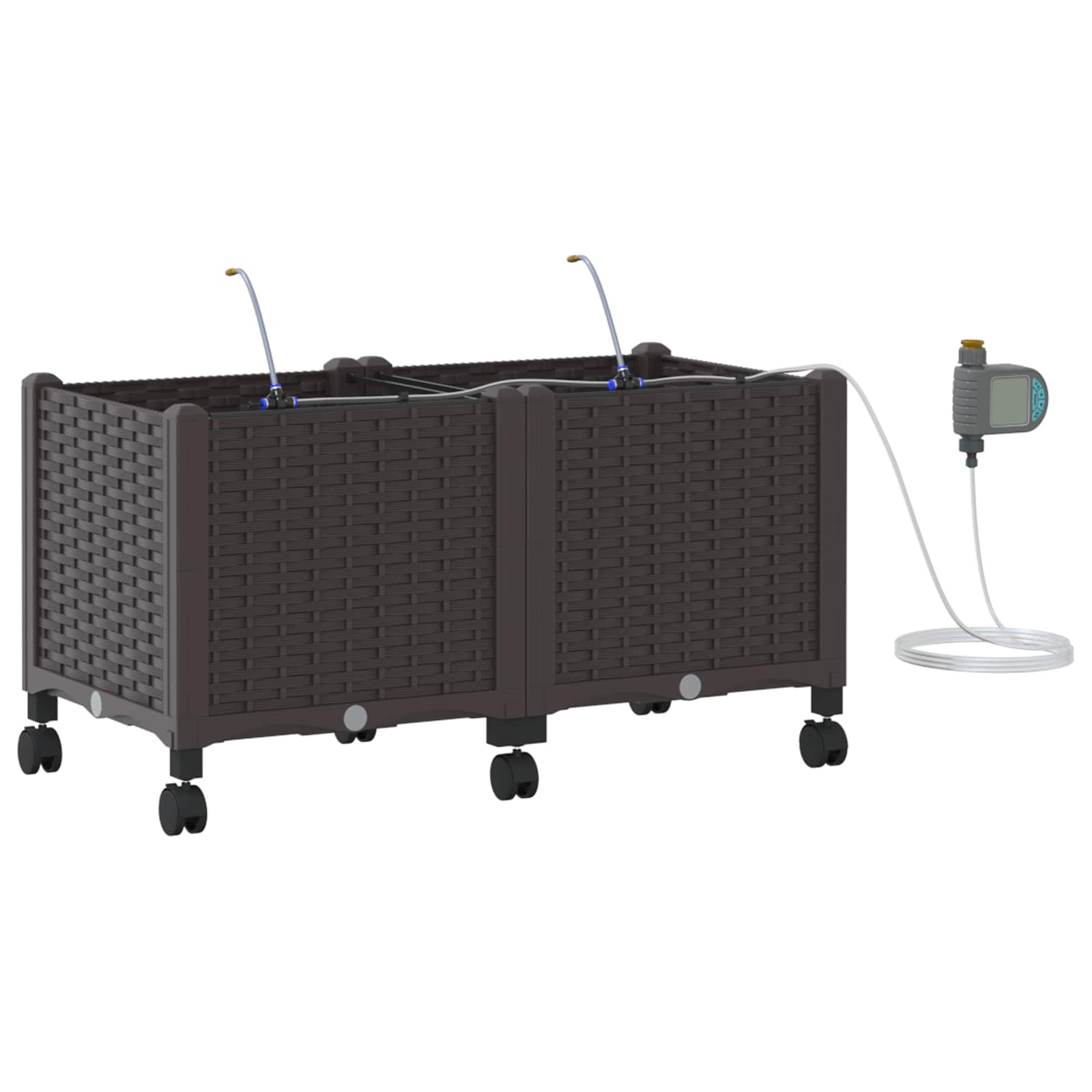 Tuin Pot met Irrigatie en Wielen 2 st Bruin 80 x 40 x 43,5 cm image 2