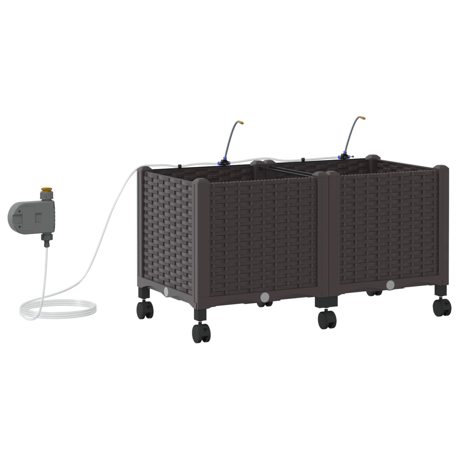 Tuin Pot met Irrigatie en Wielen 2 st Bruin 80 x 40 x 43,5 cm image 4