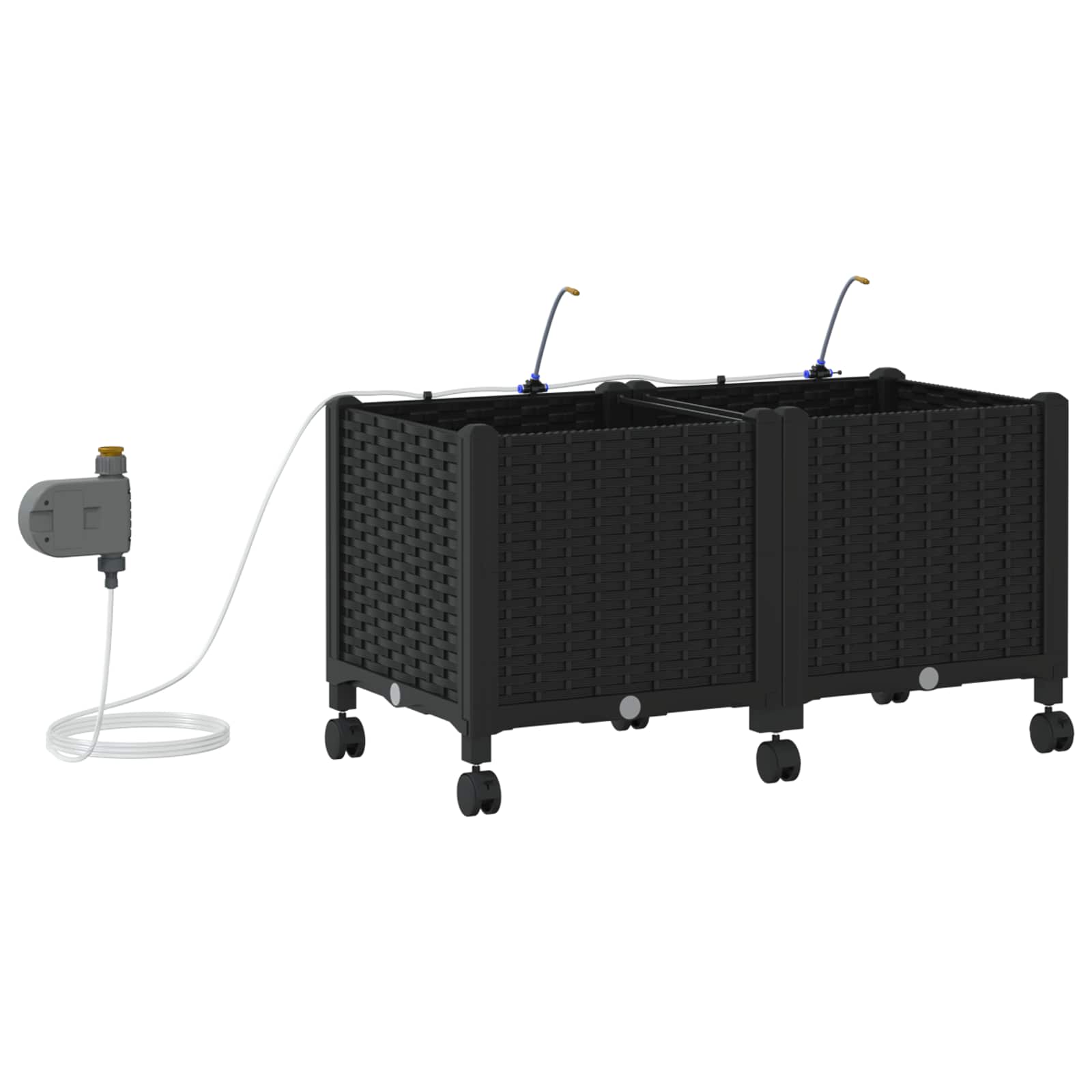 Tuin Pot met Irrigatie en Wielen 2 st Zwart 80 x 40 x 43,5 cm image 4