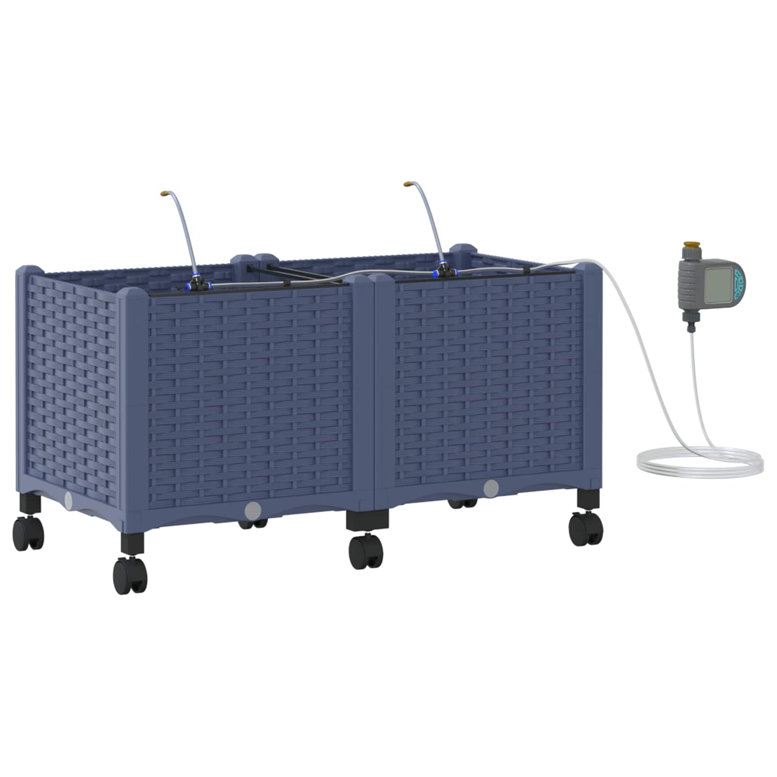 Tuin Pot met Irrigatie en Wielen 2 st Grijs 80 x 40 x 43,5 cm image 2