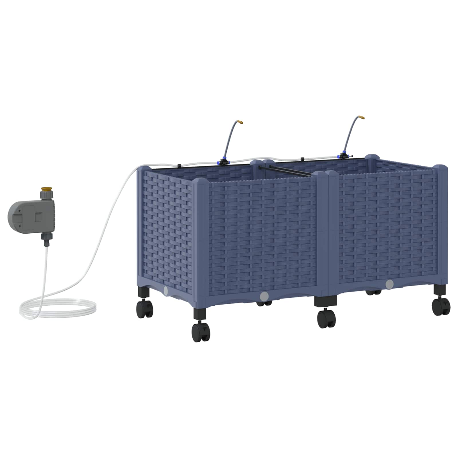 Tuin Pot met Irrigatie en Wielen 2 st Grijs 80 x 40 x 43,5 cm image 4