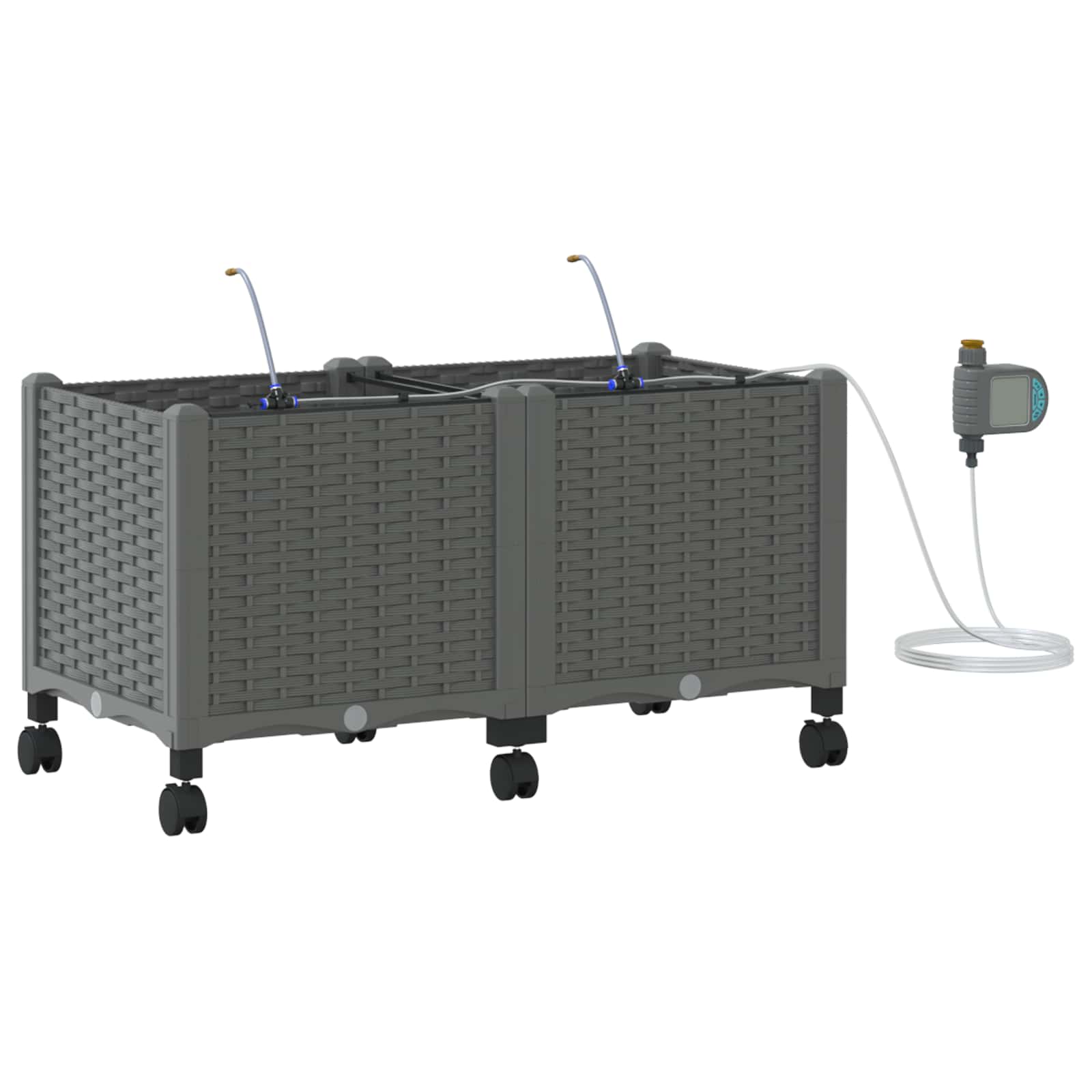 Tuin Pot met Irrigatie en Wielen 2 st Lichtgrijs PP image 2