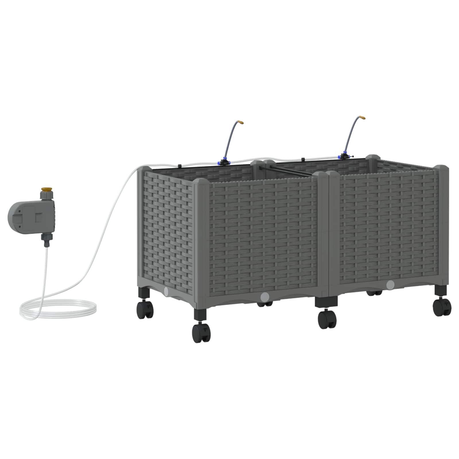 Tuin Pot met Irrigatie en Wielen 2 st Lichtgrijs PP image 4