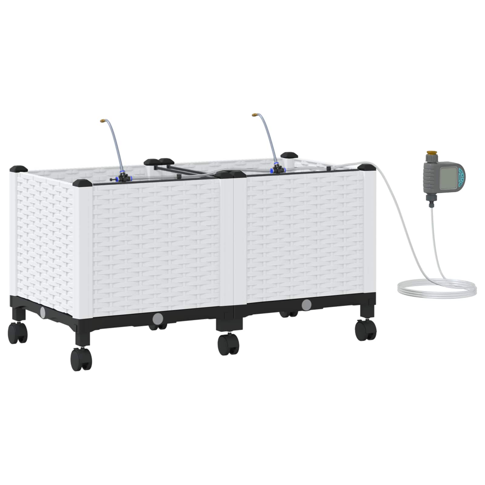 Tuin Pot met Irrigatie en Wielen 2 st Wit 80 x 40 x 43,5 cm PP image 2