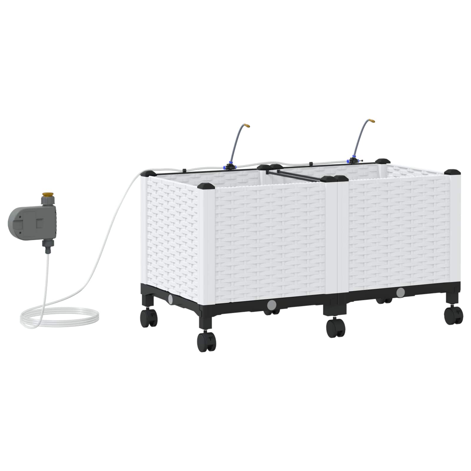 Tuin Pot met Irrigatie en Wielen 2 st Wit 80 x 40 x 43,5 cm PP image 4