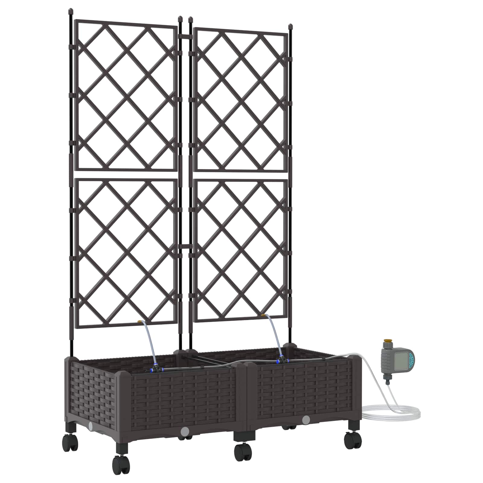 Tuin Pot met Irrigatie en Wielen 2 st Bruin 80 x 40 x 132 cm PP image 2