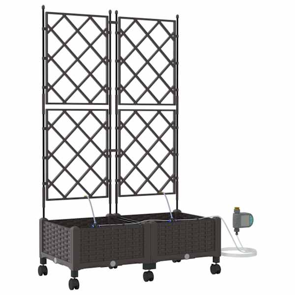 vidaXL Aiakonteiner Kastmise ja Ratastega 2 tk Pruun 80 x 40 x 132 cm