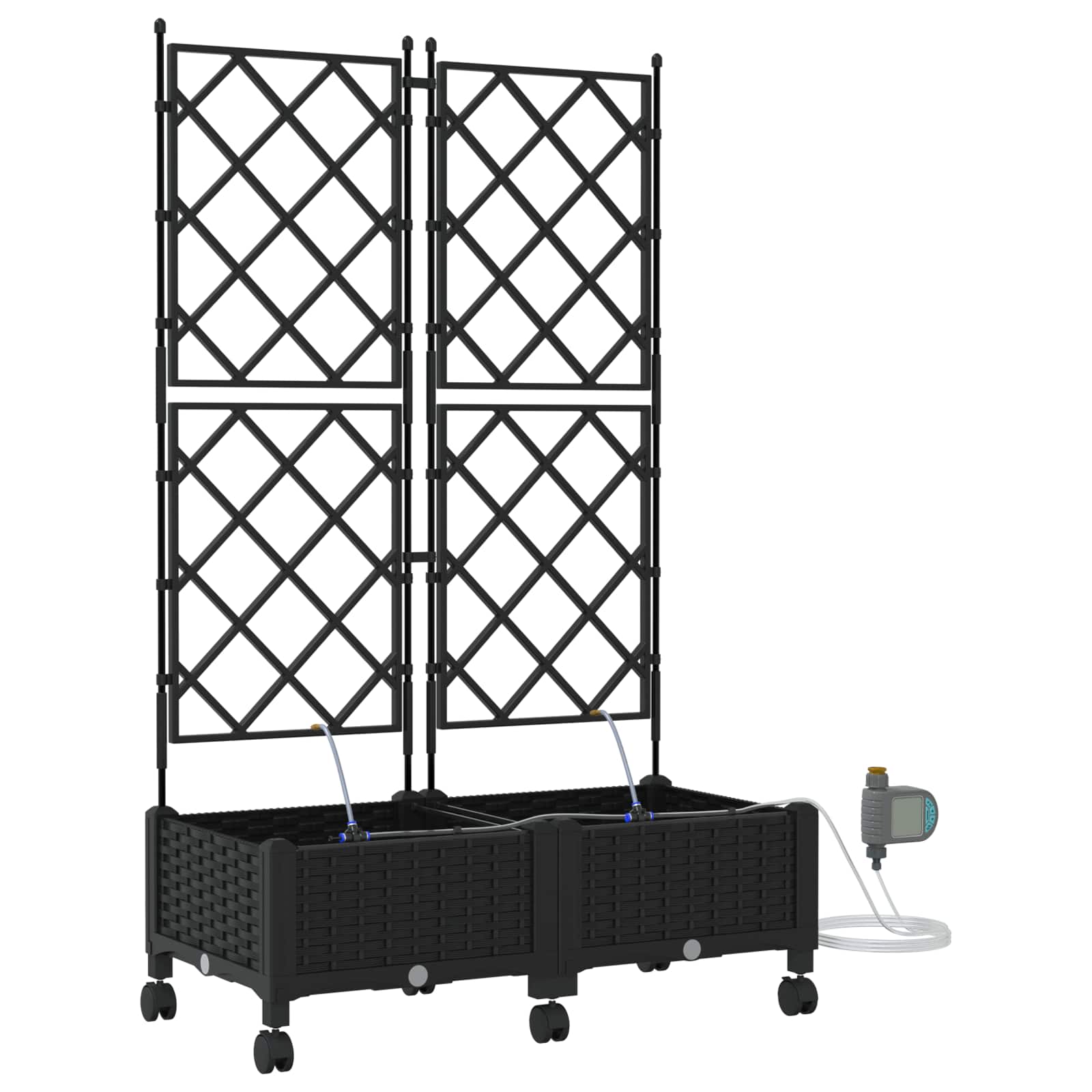 Tuin Pot met Irrigatie en Wielen 2 st Zwart 80 x 40 x 132 cm PP image 2