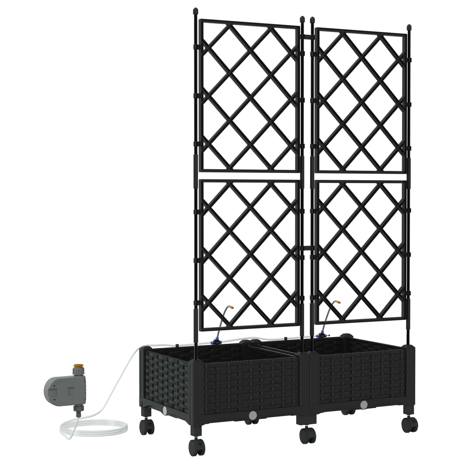 Tuin Pot met Irrigatie en Wielen 2 st Zwart 80 x 40 x 132 cm PP image 4