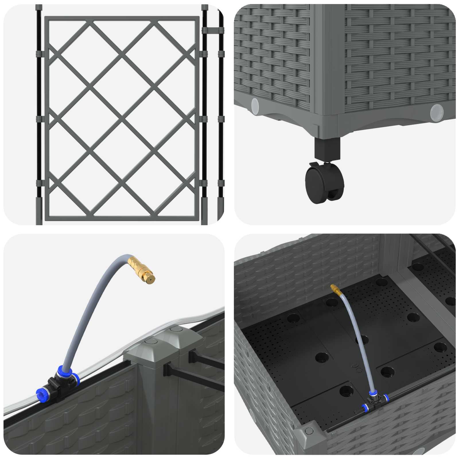 Tuin Pot met Irrigatie en Wielen 2 st Lichtgrijs PP image 5