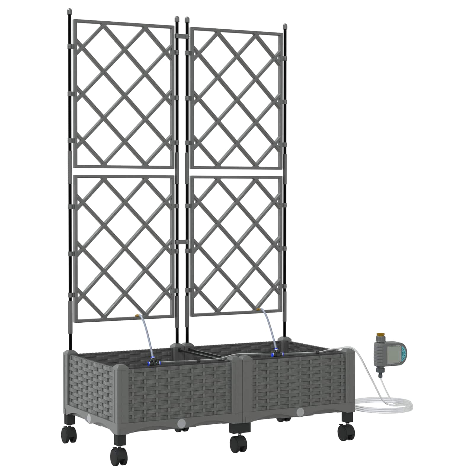 Tuin Pot met Irrigatie en Wielen 2 st Lichtgrijs PP image 2