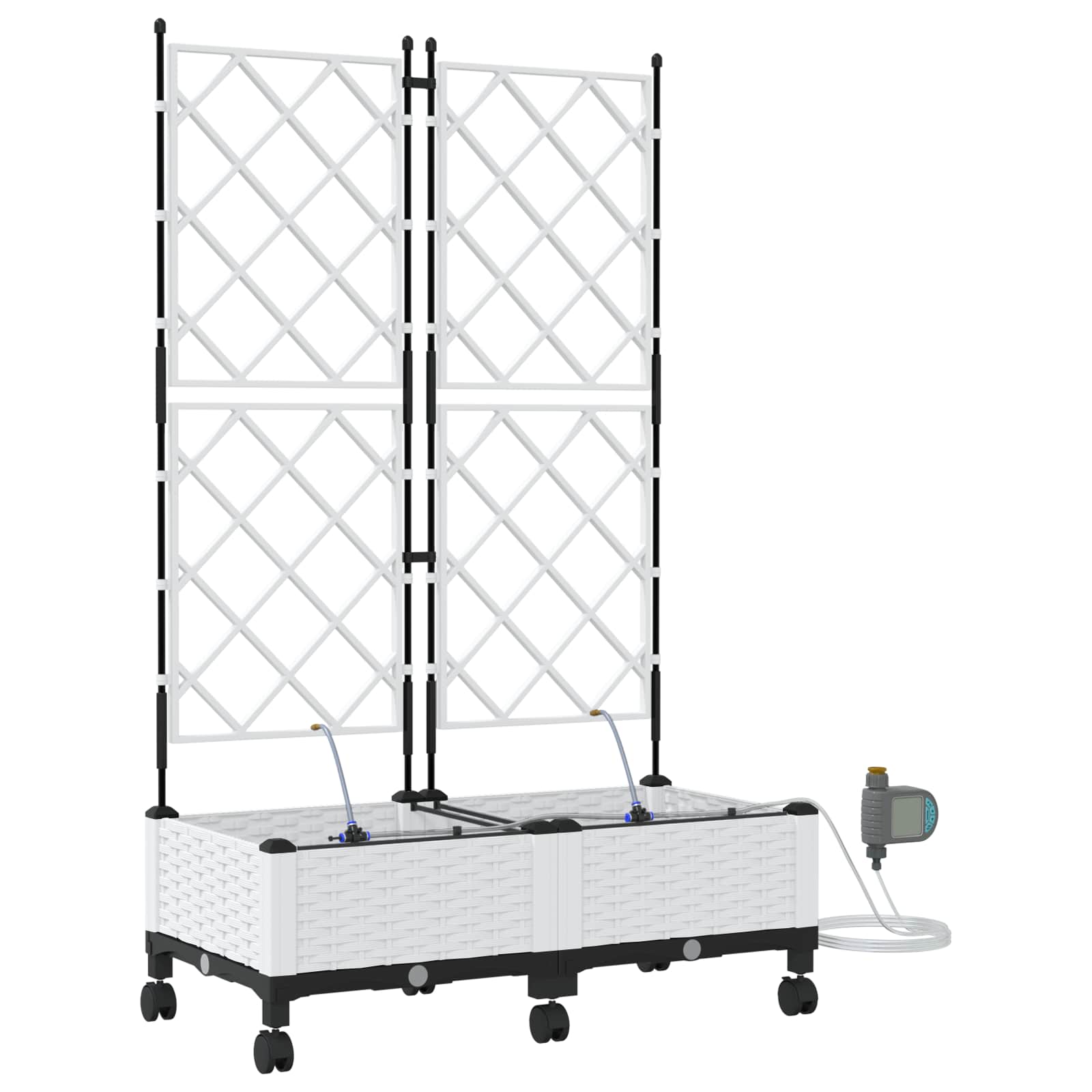 Tuin Pot met Irrigatie en Wielen 2 st Wit 80 x 40 x 132 cm PP image 2