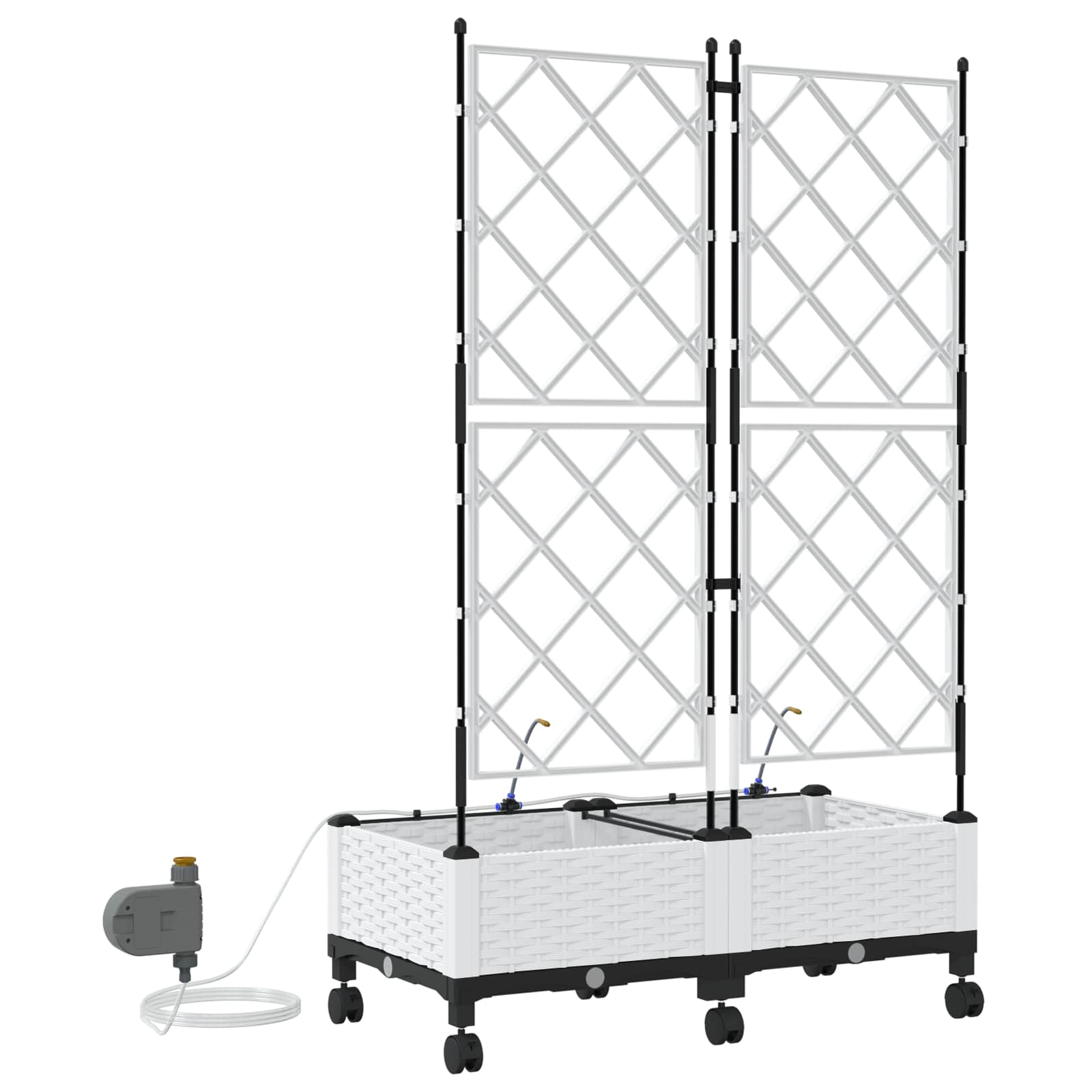 Tuin Pot met Irrigatie en Wielen 2 st Wit 80 x 40 x 132 cm PP image 4