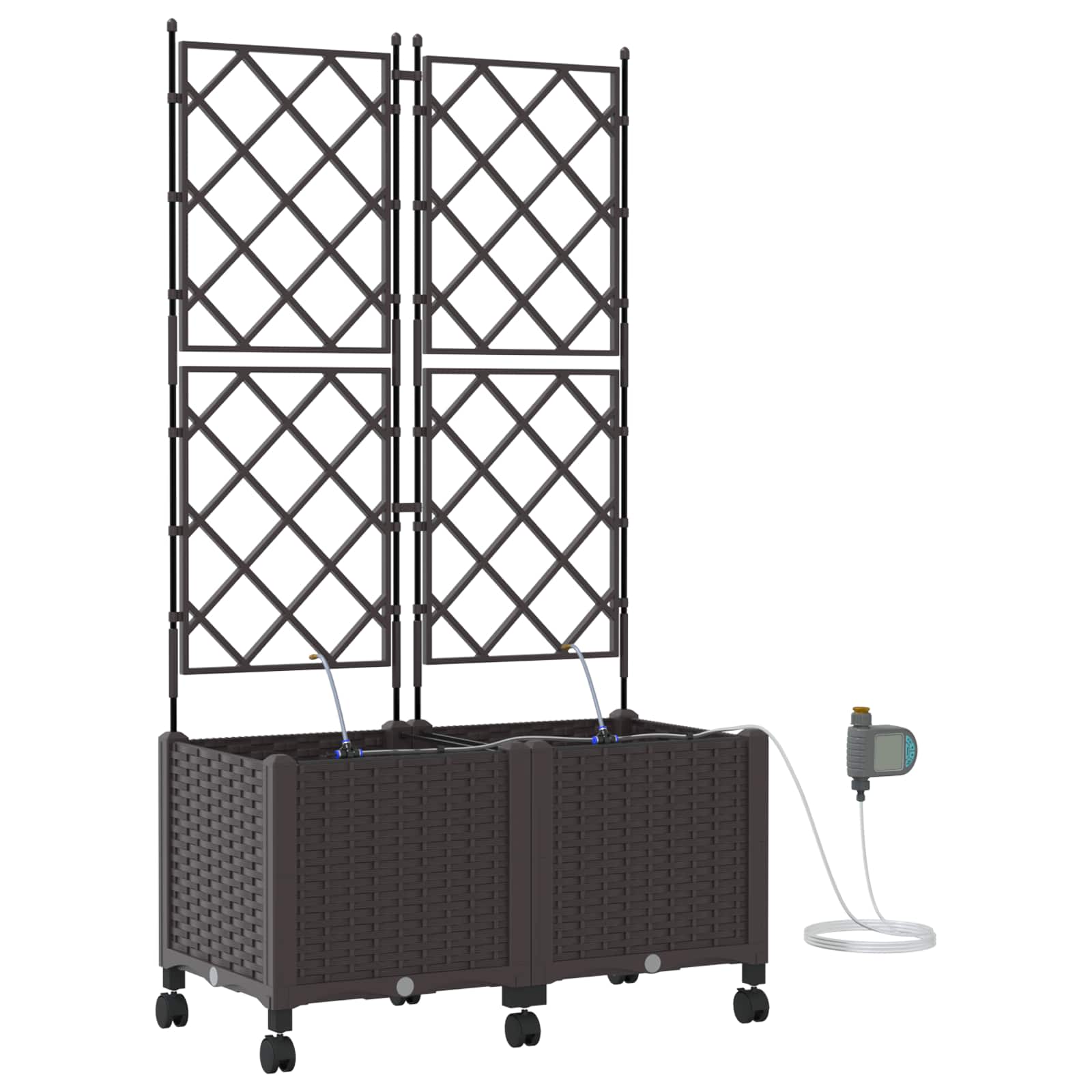 Tuin Pot met Irrigatie en Wielen 2 st Bruin 80 x 40 x 148 cm PP image 2