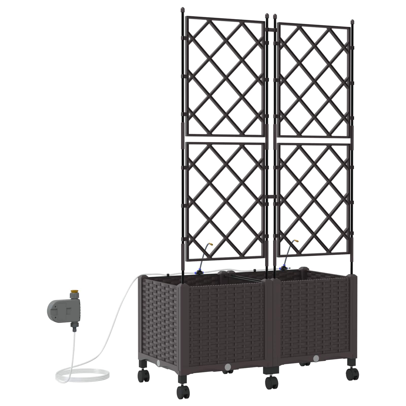 Tuin Pot met Irrigatie en Wielen 2 st Bruin 80 x 40 x 148 cm PP image 4