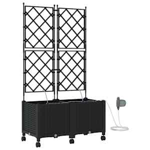 vidaXL Aiakonteiner Kastmise ja Ratastega 2 tk Must 80 x 40 x 148 cm