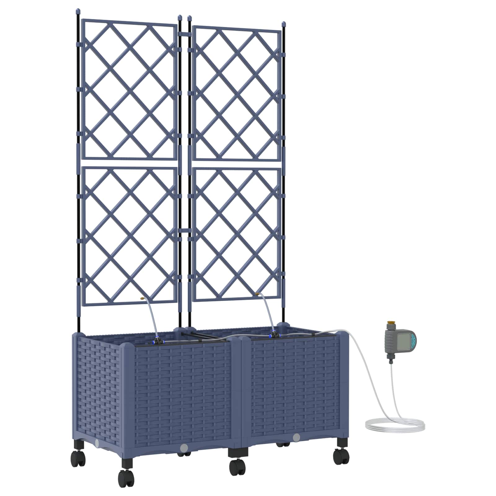 Tuin Pot met Irrigatie en Wielen 2 st Grijs 80 x 40 x 148 cm PP image 2