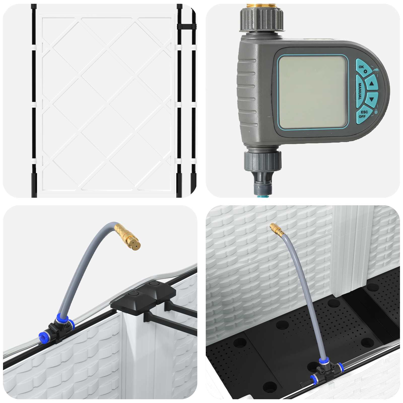 Tuin Pot met Irrigatie en Wielen 2 st Wit 80 x 40 x 148 cm PP image 5