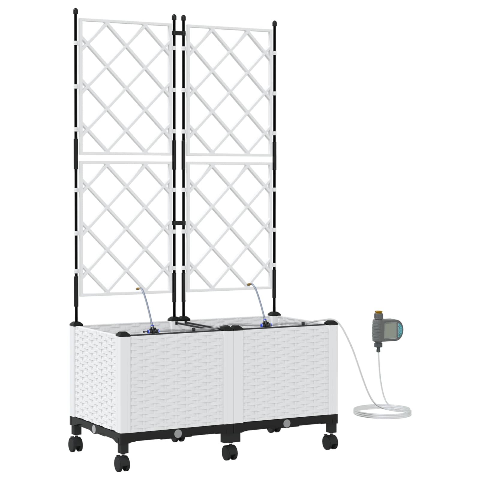 Tuin Pot met Irrigatie en Wielen 2 st Wit 80 x 40 x 148 cm PP image 2