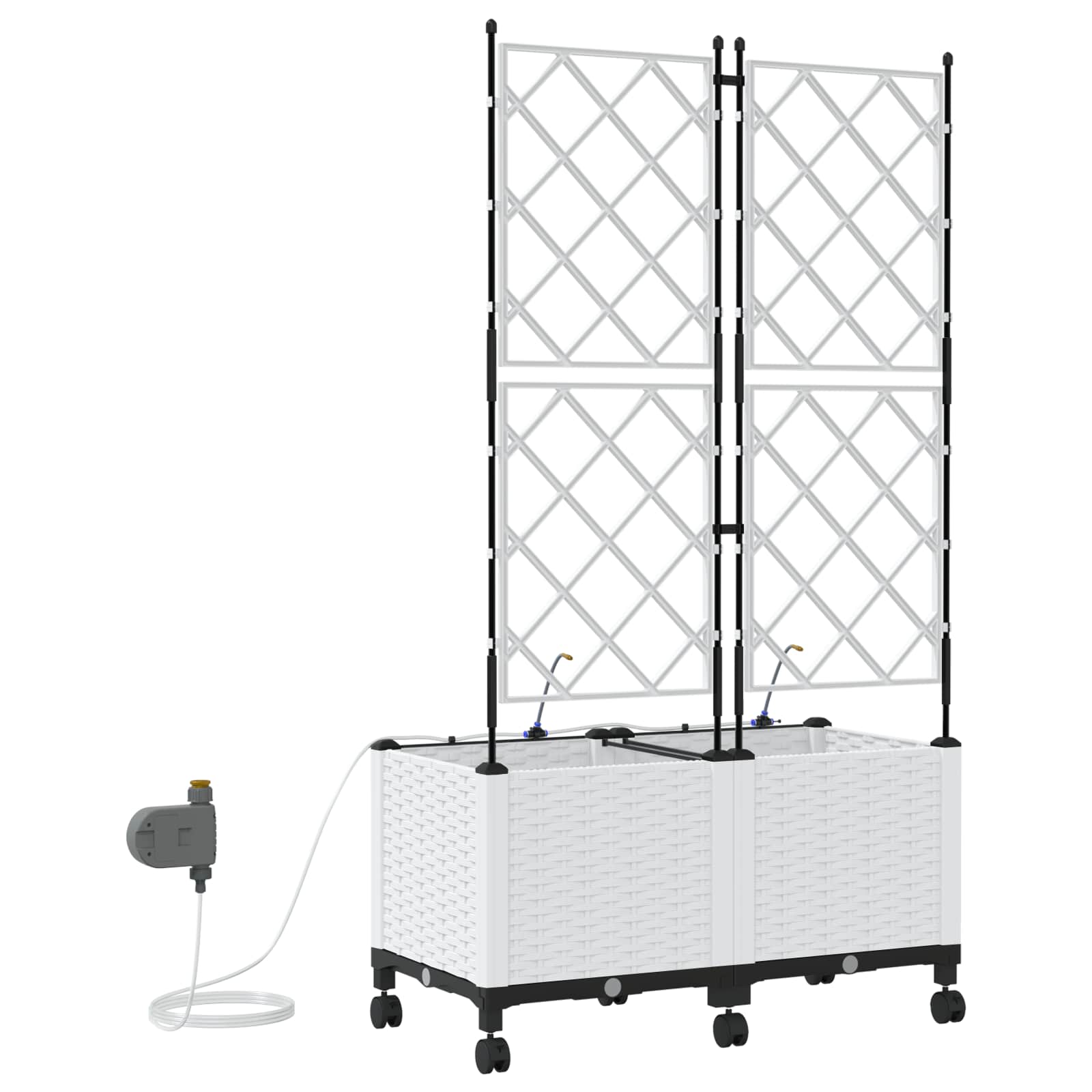 Tuin Pot met Irrigatie en Wielen 2 st Wit 80 x 40 x 148 cm PP image 4