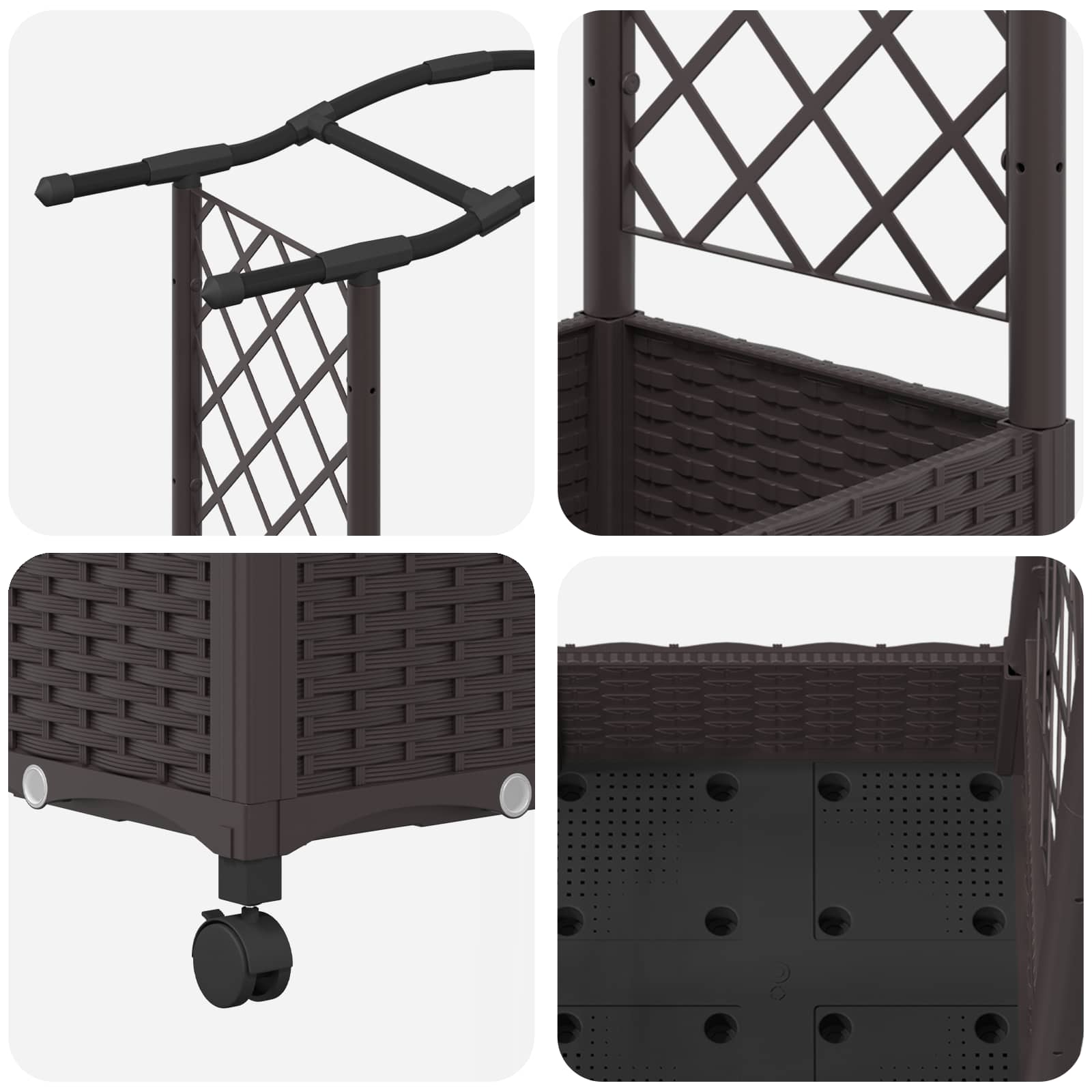 Verhoogd Bed met Trellis en Dak Bruin 124 x 40 x 129 cm PP image 6